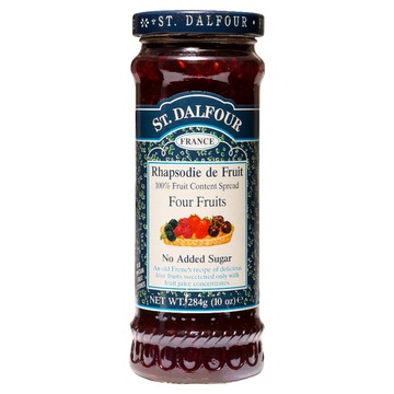 ST.DALFOUR 聖桃園 四果綜合果醬 284g，嚴選多種水果，無添加糖，法國進口，健康美味  1罐