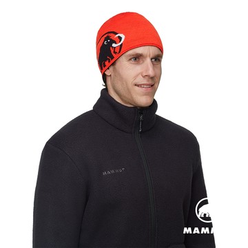 【Mammut 長毛象】Mammut Logo Beanie 正反兩用保暖針織LOGO羊毛帽 黑色 #1191-04892