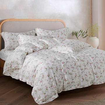 60s 天絲裸睡系列 床包兩用被  春見 白色  雙人  四件組