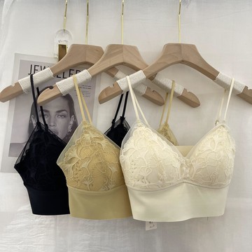 楓之欣2220法式美背內衣三角杯學生女無鋼圈大胸顯小吊帶一體文胸