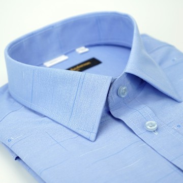 金安德森 藍色十字紋窄版長袖襯衫