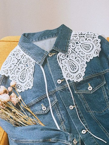 鏤空鉤織扇形蕾絲領(01000826700) - earth music&ecology