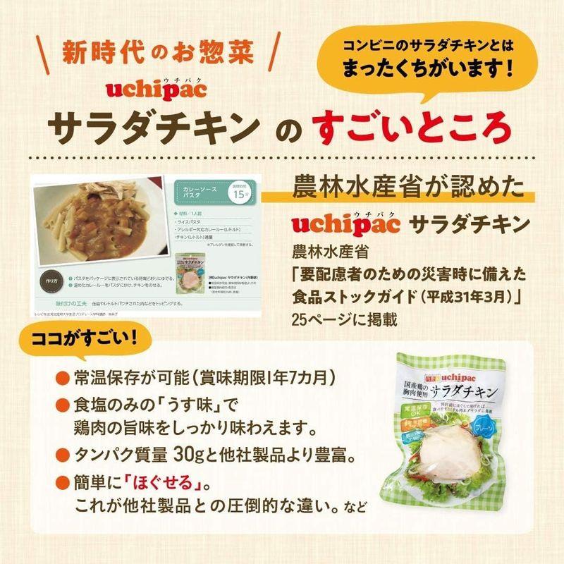 内野家 uchipac 無添加サラダチキン 高たんぱく質国産鶏の胸肉使用 常温で長期保存プレーン30食セット 箱買い プロテインの代替品や非