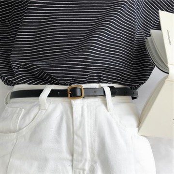 chic韓風復古時髦針扣皮帶女細腰帶裝飾配衣服收腰真皮柔軟百搭窄