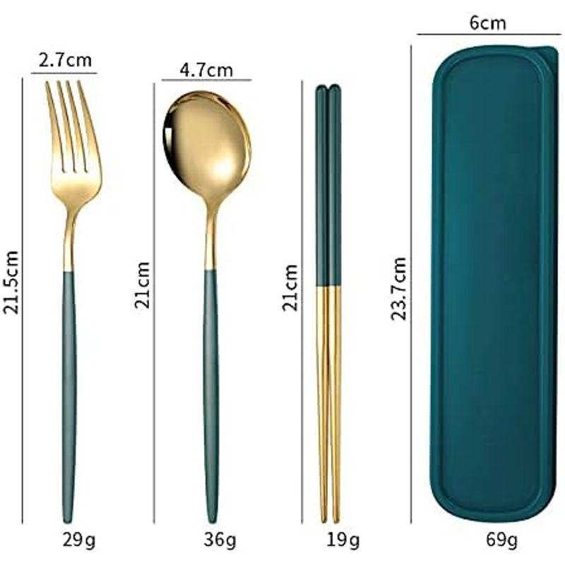 Aduson カトラリーセット ステンレス鋼 箸 フォーク スプーン 3点セット 軽量携帯 大人 子供用 ケース付き シルバー ピンク