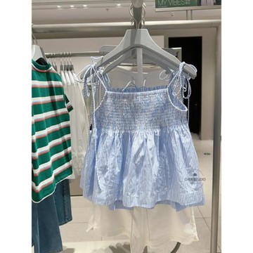 UR&BM背心2025新款女裝夏甜美少女溫柔小個子打攬綁帶吊帶衫上衣