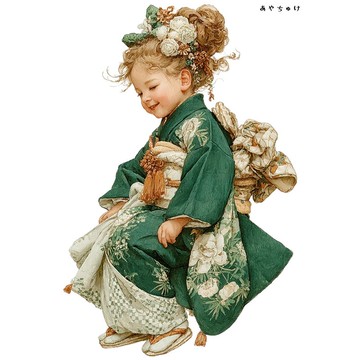 【12月新品4】07-114-0396 人物貼紙 和服復古