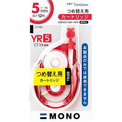 トンボ鉛筆 修正テープ モノYX用カートリッジYR5 5mm幅×12m 赤 CT YR5 1セット（10個）