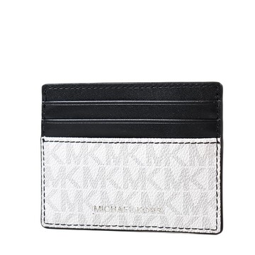 MICHAEL KORS 男款 銀字LOGO防刮皮革名片夾-白色