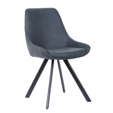 E-home Liz麗茲飛翼造型腳休閒椅 PU皮革椅面 金字塔形椅腳 舒適耐用  1個  灰色