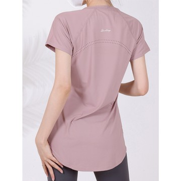 (台灣現貨速發)長版修身短袖上衣 長版設計 可遮臀部 修飾顯瘦 瑜伽跑步 有氧 短袖上衣 運動上衣 寬鬆顯瘦遮肉 快乾