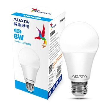 adata威剛 8w大角度led球泡燈/黃光 8w30c / 白光 8w65c