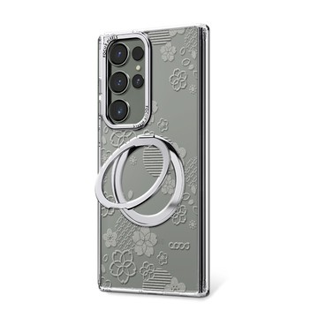 APBS Samsung S26/S25/S24/S23系列 浮雕感360旋轉磁吸立架手機殼-昭和櫻