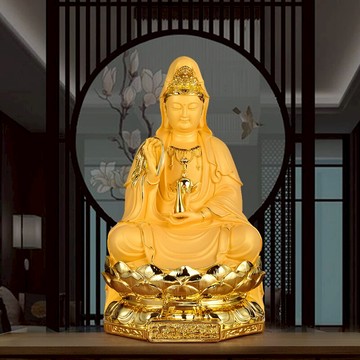 觀音佛像擺件坐像居家供奉家用坐蓮南海觀世音菩薩像佛堂寺廟擺放