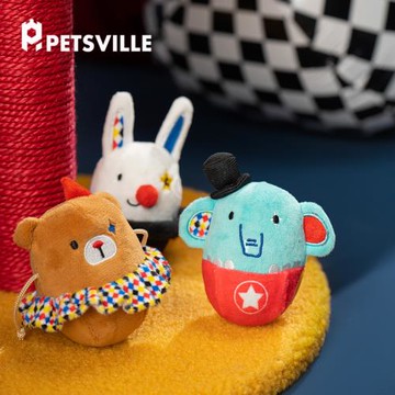 PETSVILLE派思維不倒翁貓咪玩具毛絨馬戲團貓玩具自嗨解悶神器貓