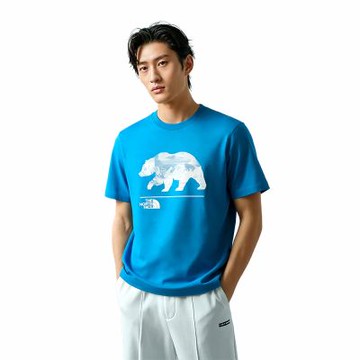 The North Face 印刷Logo熊圖案短袖T恤-藍色