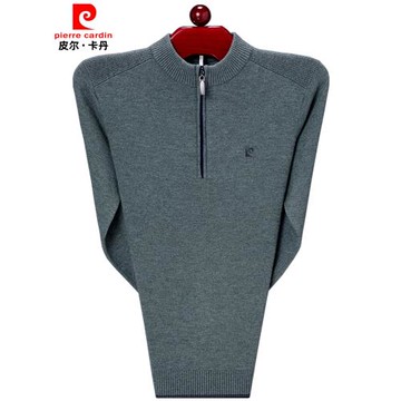 皮爾卡丹半高領拉鏈羊絨衫男薄款針織打底衫秋冬季中年爸爸打底衫