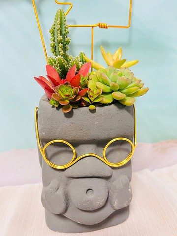 【熱賣中】 嘟嘴摩艾客製組盆 開幕誌慶 辦公室送禮