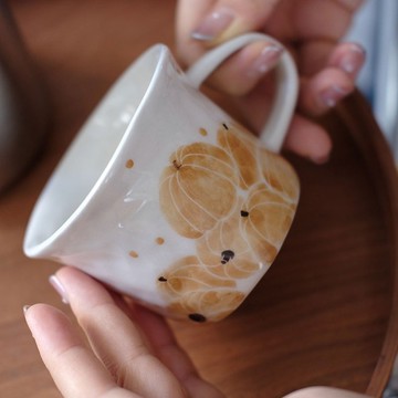 手繪南瓜飯糰馬克杯 / 日式陶瓷咖啡杯 / 早餐杯家用