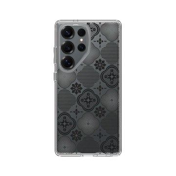 Galaxy S25 Ultra Clear 透明 - 老屋顏 Old House Face - 壓花玻璃-黑色海棠