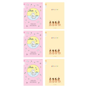 morning glory 小學英文練習本B 學習貓 + 餅乾熊 2款各3本 寬線英文練習簿 韓國文具  1組