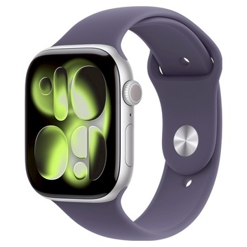 Apple 2025 Apple Watch S11 鋁金屬  46mm  銀色 + M/L霧紫色運動型錶帶  GPS + 行動網路