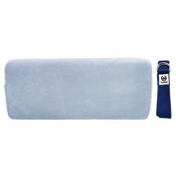 Tumaz 月熊 40&50D雙面硬度加大瑜珈枕 + 伸展帶 3.0kg重量 提供穩定支撐 四季空氣絨枕套可拆洗  蒼芎藍  72 x 30 x 16cm  1組