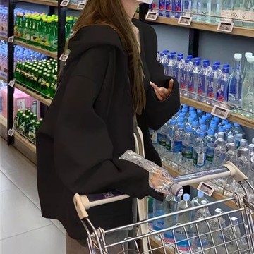 【Plump】100kg可選 大尺碼女裝 微胖穿搭 學院風 慵懶風 衛衣女韓版寬鬆間約純色拉鍊連帽開衫外套 上衣