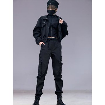 歐洲站女士工裝外套2025新款秋冬套裝個性寬松工裝褲兩件套設計感