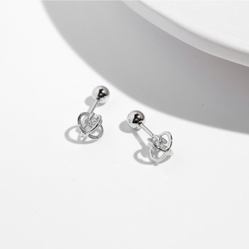 【MIESTILO】單鑽行星 轉珠耳環｜鎖珠耳環 耳擰 白鋼抗敏 精緻小巧