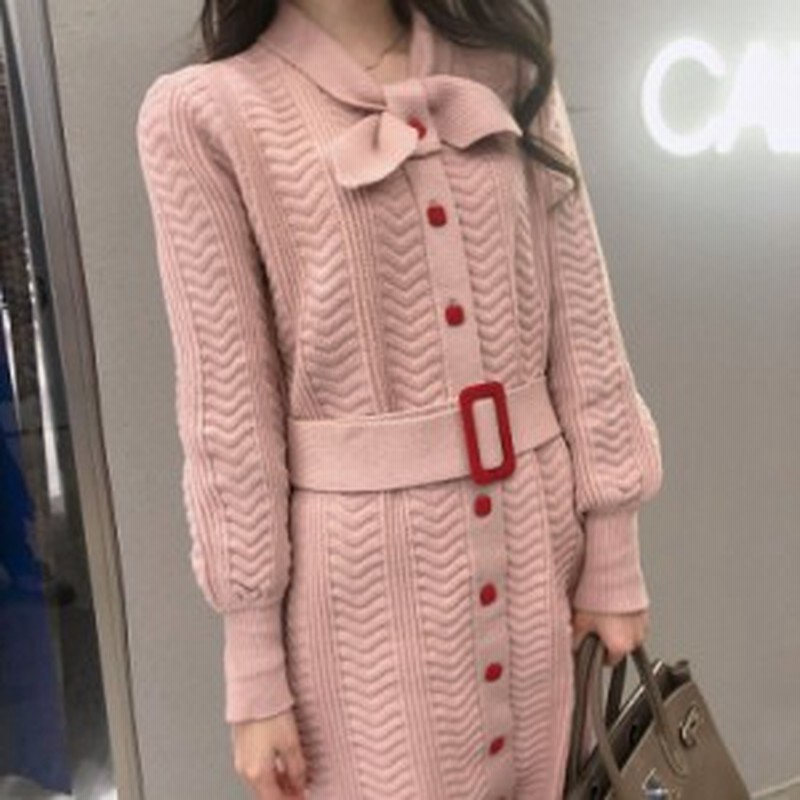 ワンピース 3色 ニットワンピース 大人ワンピース 綺麗めワンピース 長袖 膝丈 膝下 前ボタン 大人 可愛い 綺麗め ベルト付き P6027 通販 Lineポイント最大1 0 Get Lineショッピング