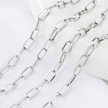 宏雲Hongyun- Jy（1pcs）焊口橢圓斜面鏈個性不鏽鋼飾品鏈條diy鏈 項鍊耳環流蘇手工材料鏈