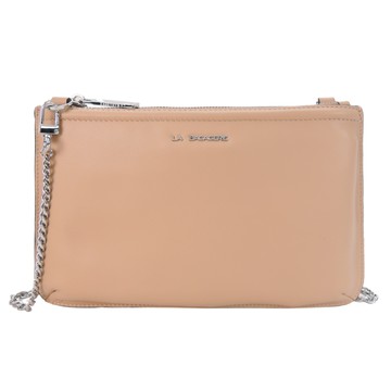 LA BAGAGERIE OSIER 皮革鍊帶扁斜背包(米)