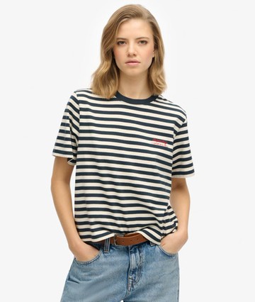 Superdry Women's Country Club Striped T-shirt Navy Size: 4