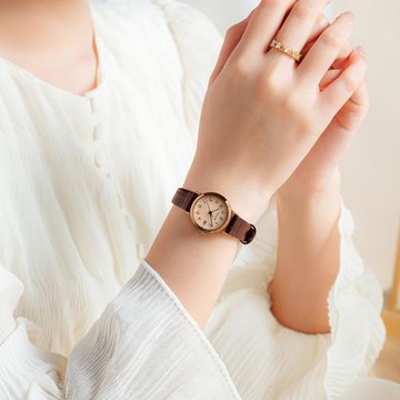 聚利時手表女新品細帶小巧數字日歷復古皮帶女表時尚韓版小圓表女