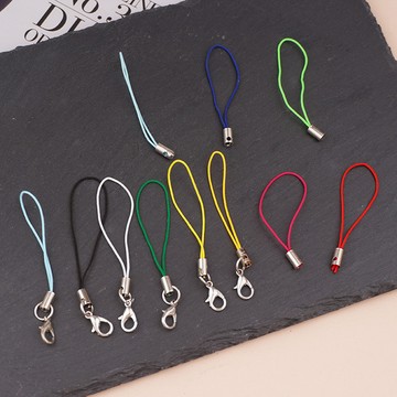 手作材料💖 DIY短款飾品配件小掛繩金屬圈手機鏈龍蝦扣吊匙鑰匙U盤彩色掛繩扣
