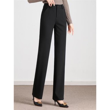 春秋直筒褲女高腰垂感2025新款西褲寬松顯瘦加絨休閑褲職業西裝褲