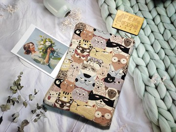 貓咪系列-日本布料手繪風各種貓款拉鍊書衣-布書套-適用A5-25K