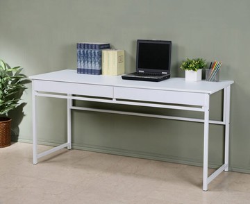 160穩固耐用防潑水加長電腦桌(附兩抽屜)工作桌 書桌 辦公桌~【馥葉】型號DE1660-2DR