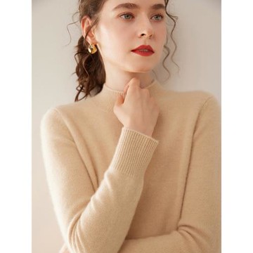 康賽妮A規baby絨半高領羊絨衫女雙股加厚100%純山羊絨毛衣打底衫