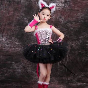 兒童貓咪演出服三只貓學貓叫波斯貓小貓咪舞蹈服裝幼兒園動物表演