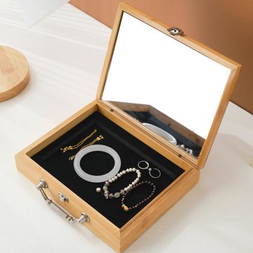 收納盒 多功能高端高級竹木首飾盒含鏡子項鏈耳釘戒指手鐲收納盒禮品盒子【林之舍】