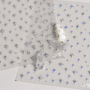💗台灣出貨💗晶鑽小四芒星美甲貼紙tomoni背膠5d鐳射銀色星星指甲貼紙美甲飾品