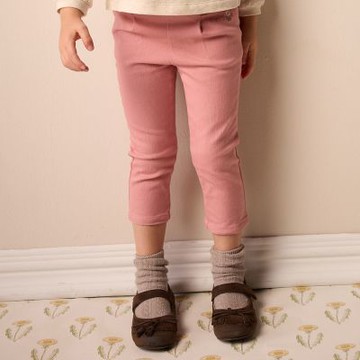 PIPPY俏皮彈性棉logo刺繡平織長褲 粉-110