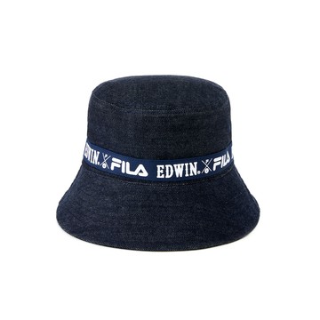 EDWIN x FILA聯名｜配件｜經典主義聯名LOGO飾條漁夫帽｜原藍磨
