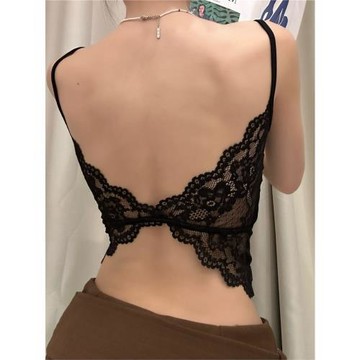 性感蕾絲拼接美背彈力打底衫女高級感辣妹小眾純欲風露背吊帶背心
