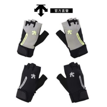【DESCENTE】迪桑特 中性 訓練手套 防滑半指手套 雙手 (黑色/卡其色)