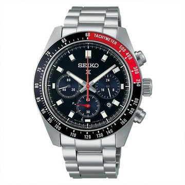 SEIKO Prospex 熊貓錶 SSC915P1 太陽能 鋼錶帶 三眼計時男錶 V192-0AH0D 黑/紅黑圈 41mm