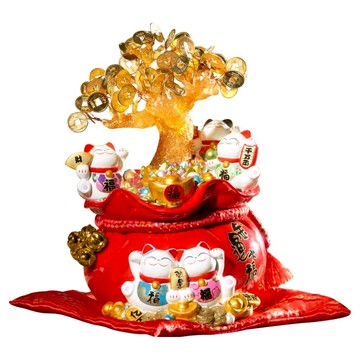 金石工坊 金運大福搖錢樹LED燈  20 x 18 x 26.5cm  搖錢樹 金色 + 紅色