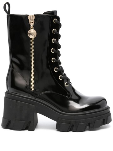 Versace Jeans Couture - 80mm patent-finish ankle boots - women - Polyurethane/Polyurethane/Rubber - 38 - Black